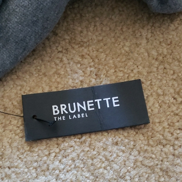 Brunette The Label Heather Grey 'Coffee Now Please' Sweatshirt Sz M/L NWT - Picture 14 of 15